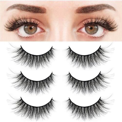 2019 NEW 3D Mink 3 Pairs Handmade Cross False Eyelashes Beauty Makeup Thick Fake Eye Lashes Extension Tools Eye Cosmetic