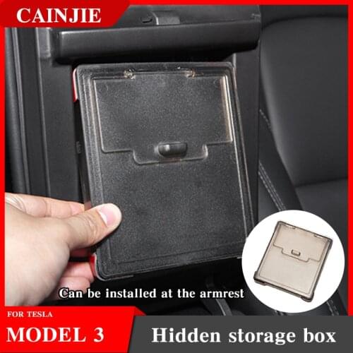 New Car Privacy Center Console Organizer Box For Tesla Model 3 2021 Accessories Armrest Cover Hidden Storage Box Model Y