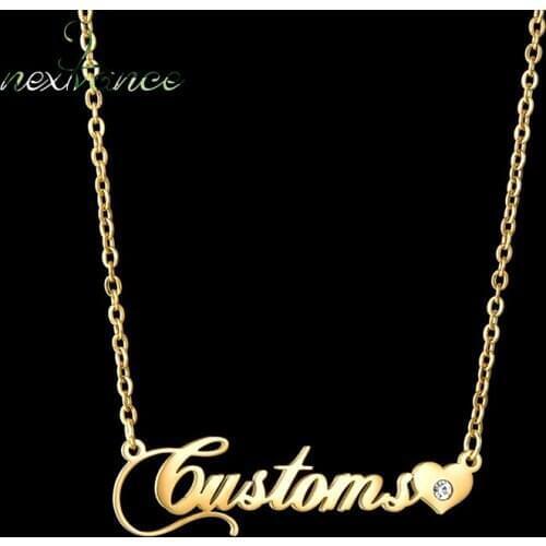 Nextvance Customized Name Necklace Personalized Charm Stainless Steel Pendant Necklaces with Rhinestone Wholesale Drop Shipping