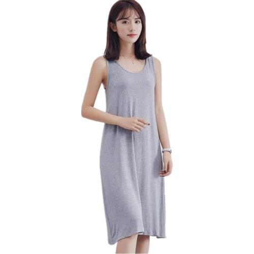 Sexy sleepwear camisola new women night dress sleeveless modal cotton nightshirt female nightgown slim nighty casual nightdress