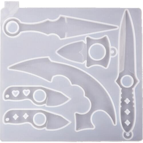 Dagger Pendant Keychain Resin Mold Silicone Anti-Wolf Weapons Sword Epoxy Casting Silicone Mould Defend Knife Mold Craft