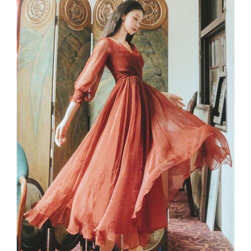 Qiukichonson Red Summer Dresses
