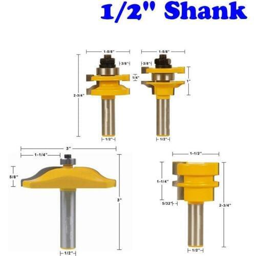 Rail & Stile Cabinet Door Router Bit Set 4 Bit Ogee -1/2" Shank door knife Woodworking cutter Tenon Cutter for Woodworking Tools