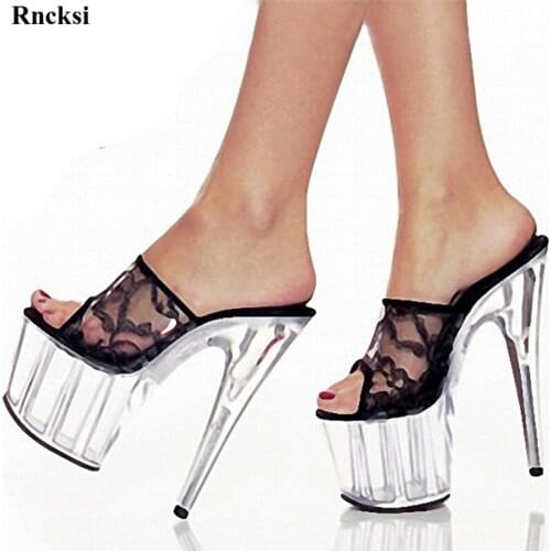 Rncksi New Lace Womens Shoes 15cm Ultra High Heels Sandals Shoes Free Postage Fees 6 Inch High Heels Crystal Platforms Shoes