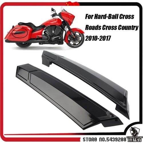 Chrome and Black For Victory Hard-Ball Cross Roads Cross Country Tour Models 2010-2017 11 12 13 14 15 16 Saddlebag Hinge Covers