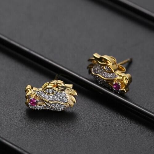 New 925 Sterling Silver Earring For Women Fashion Jewelry Exquisite Dragon Zircon Earrings Female Party Accessories Girl Gifts