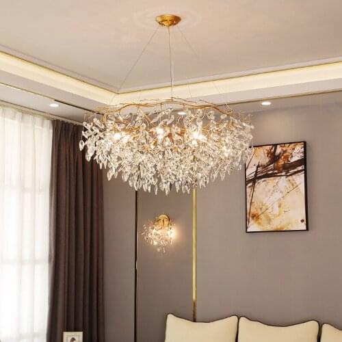 Nordic Gold Crystal Chandelier Lighting Modern Large Lustre LED Ceiling Chandelier Loft Art Hanging Lamp for Living Room Lustres