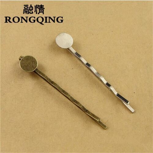 RONGQING 8mm 100pcs/lot Hairpin Circular Retro Tray DIY Accessories Wholesale Craft