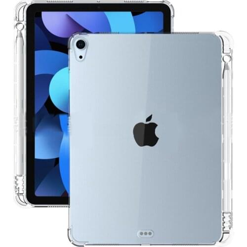 Silicone Tablet case With Pen Holder For iPad Air 4 10.9'' 2020 TPU Soft back cover for iPad Air4 A2324 A2072 10.9 inch Case