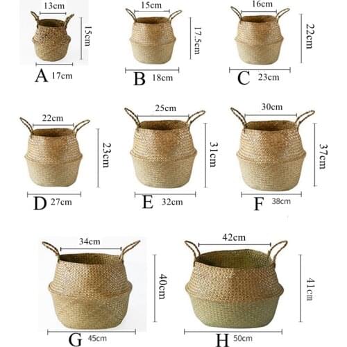 Zerolife Folding Wicker Seagrass Basket Flower Pot Planter Home Garden Storage Basket Laundry Baskets Cesta Mimbre Basket Picnic