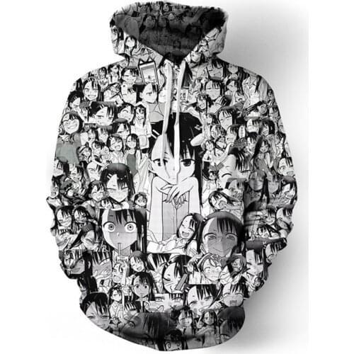 SOSHIRL Don't Toy with Me Anime Hoodies Manga Collage Hooded Sweatshirt Harajuku Pullovers Hip Hop Streetwear Miss Nagatoro Tops