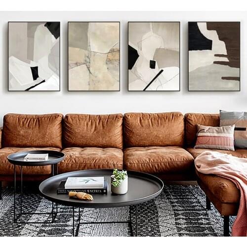Simple modern Nordic abstract geometry black and white line decorative picture print poster murals living room porch