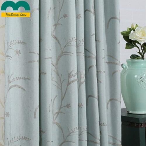 Modern Curtains for Living Dining Room Bedroom American Pastoral Style Curtains Cotton and Linen Embroidered Fabric CurtainTulle