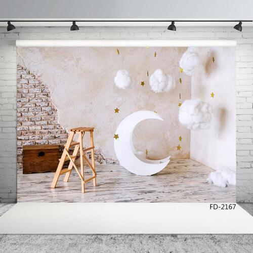 Moon Cloud Room Vinyl Photography Backgrounds For Baby Newborn Photographic Backdrops Photo Studio Baby Shower Photo Shootings