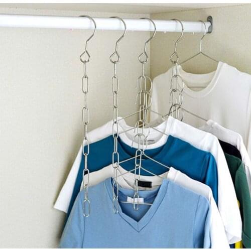 Stainless Steel Clothes Market Shop Display Hanging Chain Hooks With Ring Hanger QX2E