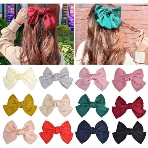 Wholesale Korea Style 8" Chiffon Hairbow With Hair Clip For Woman Girls Buotique Fabric Bows Hairgrips Headwear36pc/lot