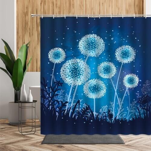 Dandelion Flower Bath Shower Curtain Solid Color Yellow Backdrop Home Curtains Originality Floral Printed Fabric Bathroom Decors