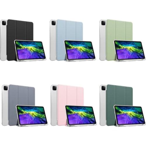 Tri-fold Tablet Protective Case Sleeve Silicone Simple Protector for iPad Pro 11 2021 Tablet Folding Stand Cover
