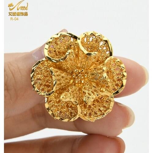 ANIID Womens Gold Ring Jewelery Set Dubai Brazilian Bride Arab Hawaiian Engagement Ethiopian Big Nigerian Jewellery Moroccan 24K