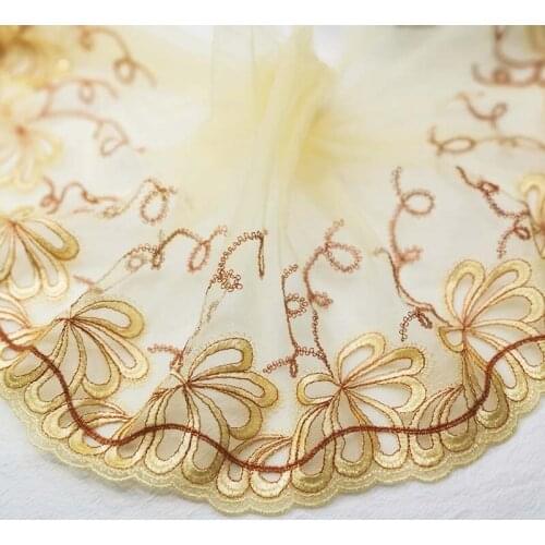10Meters 22cm Lace Ribbon Embroidered Floral Trim Fabric for Skirt Accessories Handmade Sewing DIY Headdress Scarf Decoration