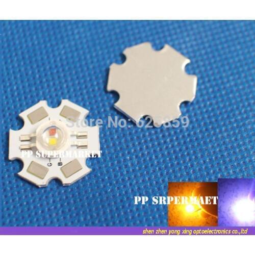 100pc 3W High Power Mixed Color LED Yellow 585 + White 6000k Chip+star pcb