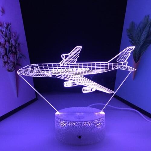 3D Night Light Acrylic Panel White Cracked Base Bedroom Ornaments 7 Color Changes With Remote Control USB Charging Home Decor