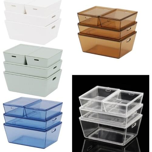 4 Pcs 1:12 Dollhouse Accessories Mini Plastic Storage Box Miniature Simulation Furniture Model Case Container