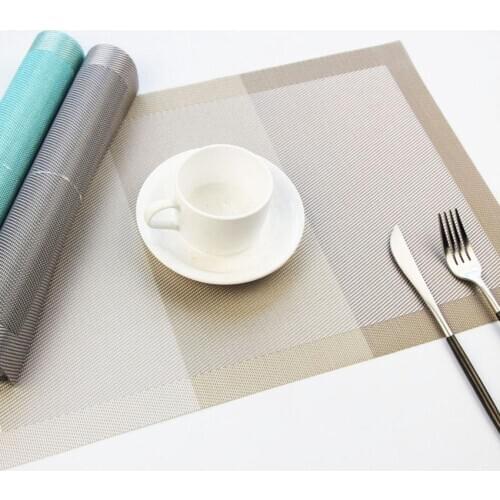 5 2/4/6Pcs lot Plaid Striped Rectangle Placemat PVC Dining Table Fashion Disc Pads Bowl Pad Coasters Waterproof Table Pad