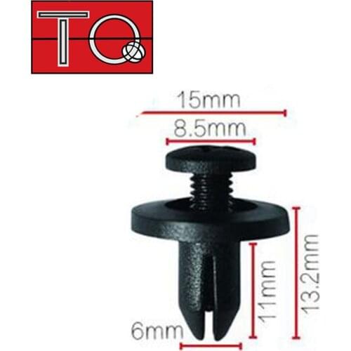 50 pcs 6mm Push type Truck Car Fender Bumper Trim Fastener Clips Retainer Rivets C07