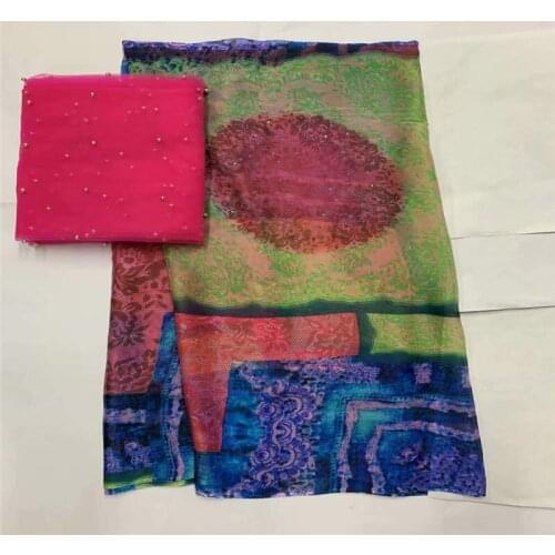 African soft silk fabric for garment neat embroidery on the red & green satin material with swiss voile lace tissu! LXF678