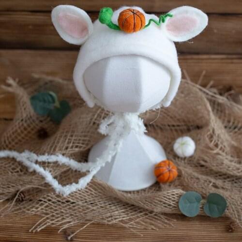 White Wool Felt Hat Newborn Photography Props Hand Baby Animal Bonnet Photo Shoot Cute Fox Hat