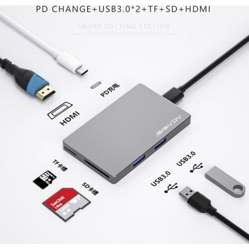 Thunderbolt 3 Dock USB Type C to HDMI-compatible HUB Adapter for MacBook Pro Air TF SD Card Reader OTG Adapter Dock Type C HUB