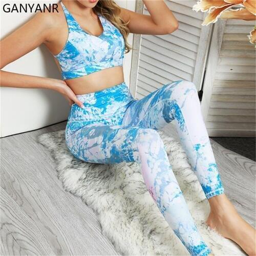 GANYANR Seamless Yoga Set Gym Clothing Women Fitness 2 Piece Workout Jogging Sport Suit Sportswear Tracksuit Leggings Sweat Sexy