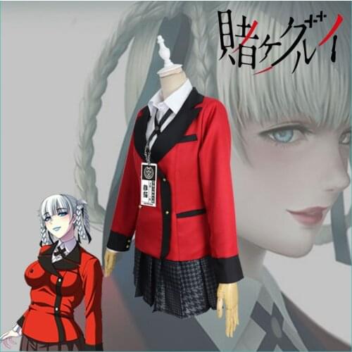 Hot Cool Cosplay Costumes Anime Kakegurui Yumeko Jabami Japanese School Girls Uniform Full Set Jacket+Shirt+Skirt+Stockings+Ties