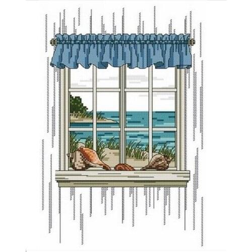 Embroidery Package Hot Sell Best Quality Cross Stitch Kits Outside Window Sea Free Shipping