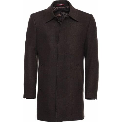 Brown Hidden Button Peak Lapel Coat