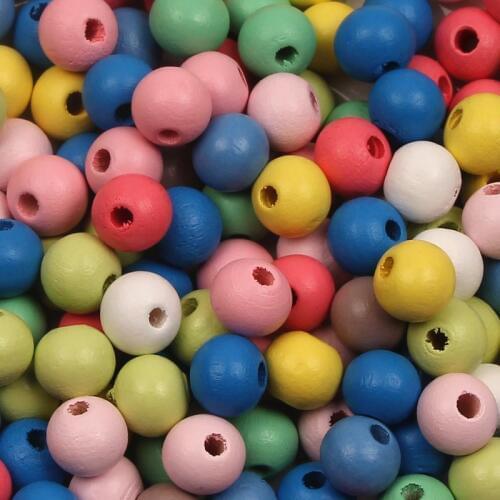 DIY 8/1012mm 200/100/50Pcs/Lot Colorful Jewelry Spacer Round Beads Natural Wooden Beads For Jewelry Making Necklace Handmade