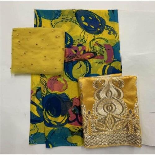 Hot Selling 3 Piece Set 2+5+2 Yards Fashion High Quality 100%Cotton Embroidery Lace Fabric For Womens Dresses! LXF20663