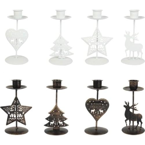 Christmas Tealight Candle Holder Metal Tea Light Candleholders Xmas Tree Reindeer Candlestick Table Kitchen Decor