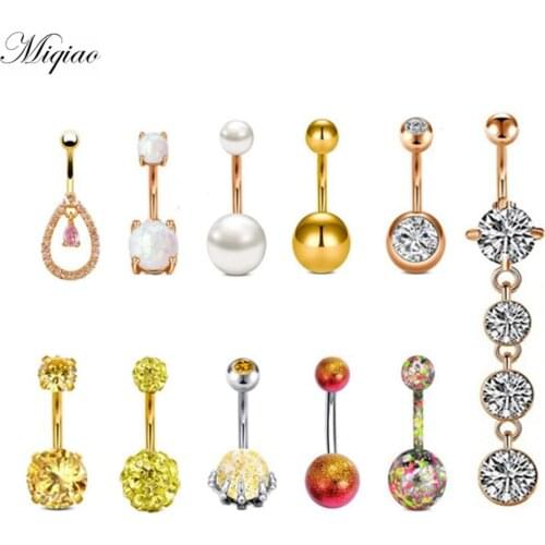 Miqiao 1pcs Fashion All-match Suit Zircon Belly Button Nail Piercing Jewelry