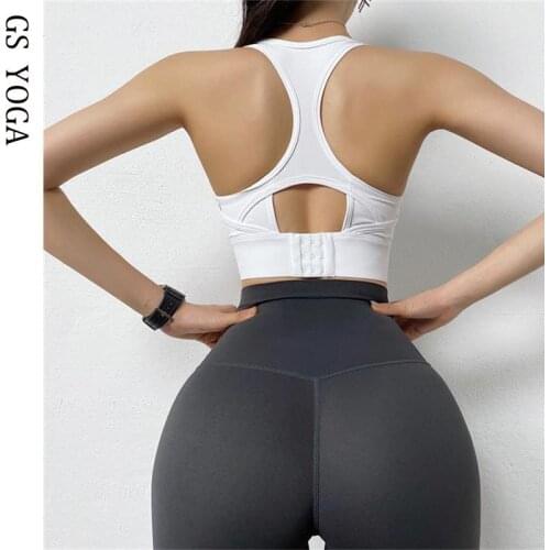 High Support Nylon Sports bra buckle Adjust Underwear Female Wearing Shock-proof Running Yoga Vest Fitness bra Gym Top Workout