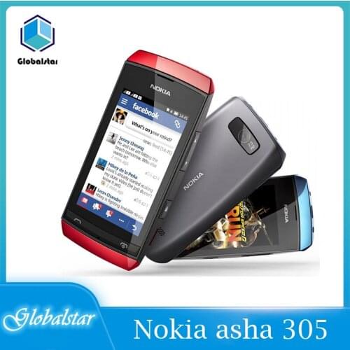 Nokia asha 305 refurbished mobile phones Original unlocked Nokia asha 3050 3.0' 2G Bluetooth FM Dual sim phone Free shipping