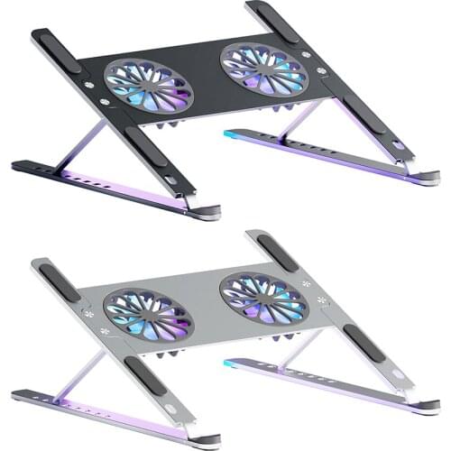 Laptop Cooling Stand Holder Pad 8 Height Levels Aluminum Laptop Cooler Stand Riser with 2 Cooling Fans for 10-17.3 inch Notebook