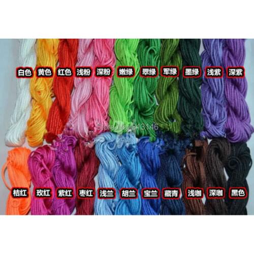 Wholesale Various Colors 22pc/lot 1.5mm Macrame Shamballa Bracelet Beading Rattail Braided Nylon Cord Chinese Knot String Thread