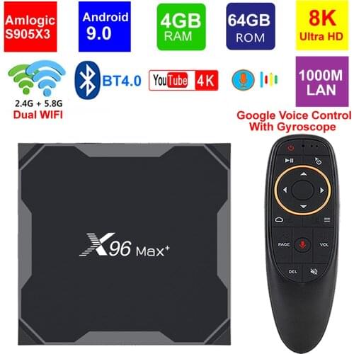Genuine X96 Max Plus 8K Smart TV Box Android 9.0 Amlogic S905X3 Quad Core 4GB 64GB 5G Dual WIIF BT4.0 1000M Lan 8K Set top box