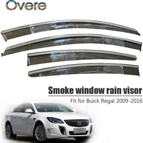 Overe 4Pcs/1Set Smoke Window Rain Visor For Buick Regal 2009 2010 2011 2012 2013 2014 2015 2016 Awnings Shelters Accessories