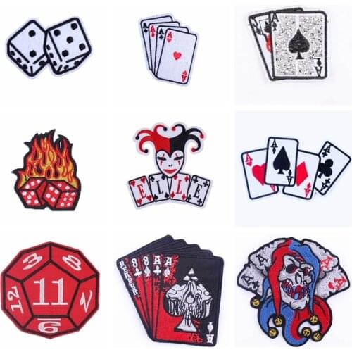 Iron On Patches DIY Poker Dice Patch On Clothes Embroidered Patches For Clothing Patch Sewing On Garment Apparel Accessories