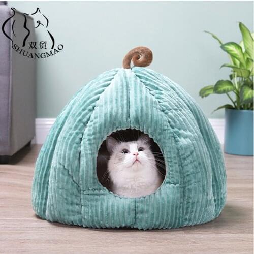 SHUANGMAO Pet Cat Cave Bed Indoor Kitten House Warming for Cats Dogs Nest Collapsible Cute Puppy Mats Sleeping Winter Products