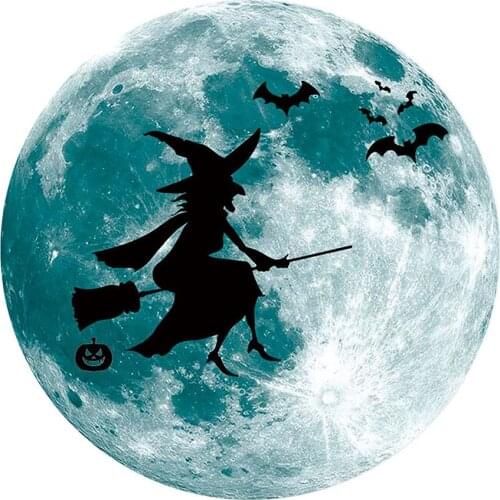 Luminous Moon Wall Sticker For Kids Room Halloween Decoration Sticker Luminous Wolf Wall Decal Bedroom Glow In The Dark Stickers