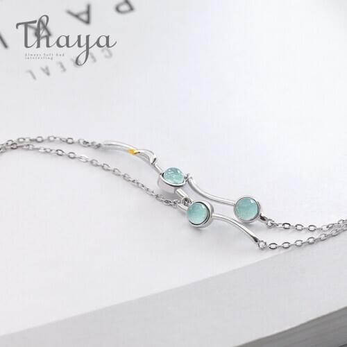 Thaya Original s925 Silver Dolphin Gemstone Two Layer Bracelet Music of Sea Bracelet Ladies Jewelry Chain Link Bracelet